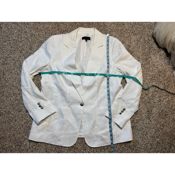 TALBOTS 100% White Linen Blazer/Jacket size women's 16, silver buttons - Picture 4 of 11